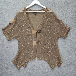Katie Todd Cardigan Womens M Tan Open Knit Flecked Mesh Fairy Festival Boho Y2K